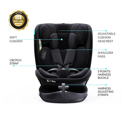 Moon Gyro Pro i-Size 360° Rotating Car Seat ISOFIX (Black)