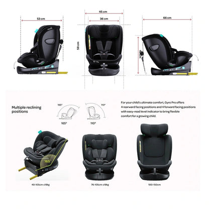 Moon Gyro Pro i-Size 360° Rotating Car Seat ISOFIX (Black)