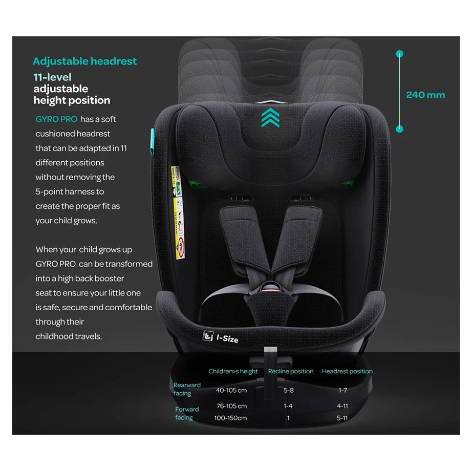 Moon Gyro Pro i-Size 360° Rotating Car Seat ISOFIX (Black)