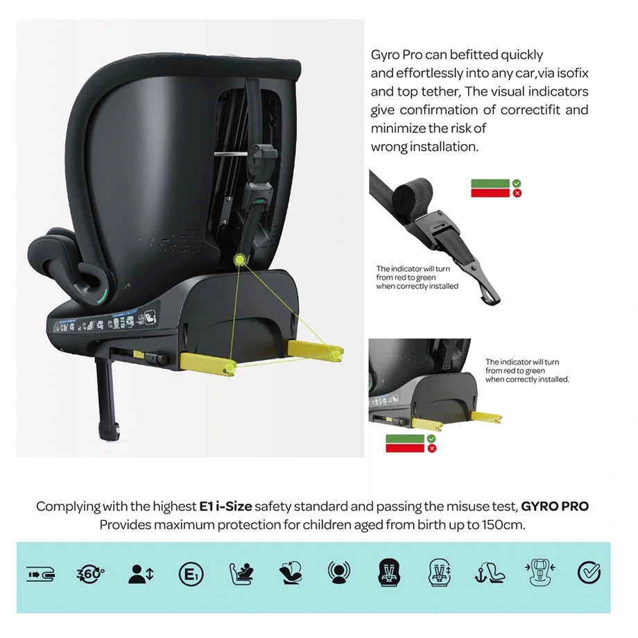 Moon Gyro Pro i-Size 360° Rotating Car Seat ISOFIX (Grey)