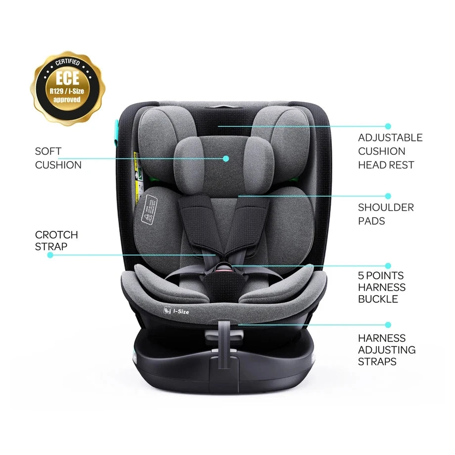 Moon Gyro Pro i-Size 360° Rotating Car Seat ISOFIX (Grey)