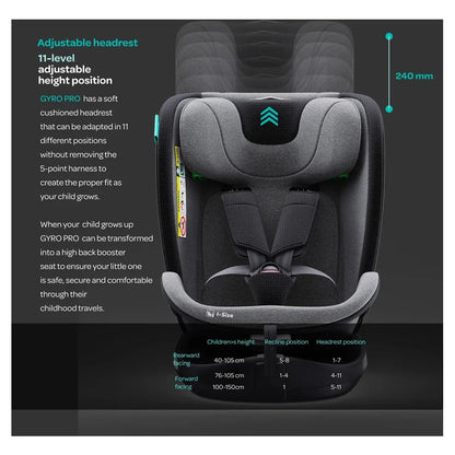 Moon Gyro Pro i-Size 360° Rotating Car Seat ISOFIX (Grey)