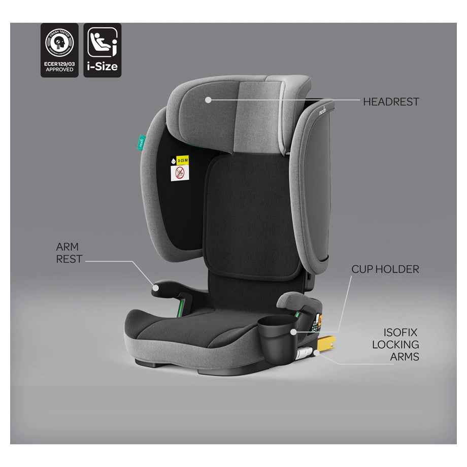 Moon Folda Go i-Size Foldable Car Seat with ISOFIX (Grey)