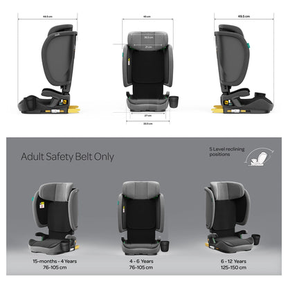 Moon Folda Go i-Size Foldable Car Seat with ISOFIX (Grey)