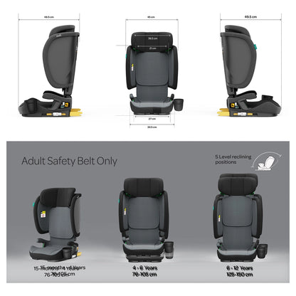 Moon Folda Go Foldable Car Seat ECE R129 i-Size with ISOFIX (Black)