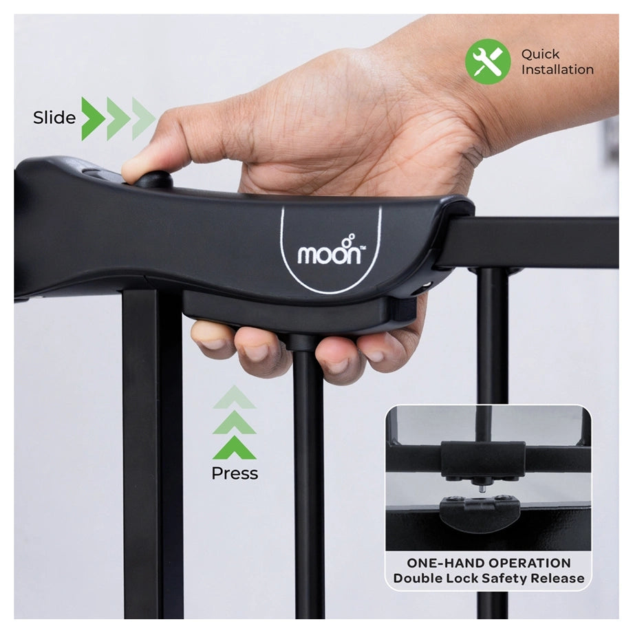 Moon Secura Baby Safety Gate Auto Lock Barrier 76–80cm (Black)