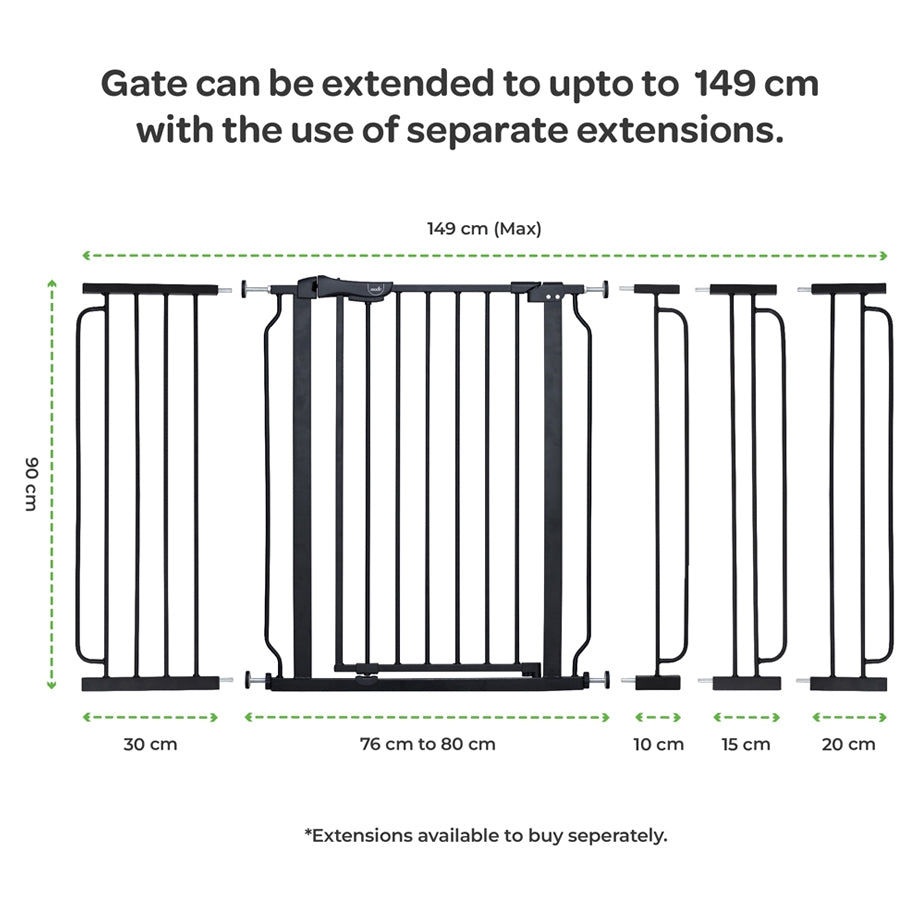 Moon Secura Baby Safety Gate Auto Lock Barrier 76–80cm (Black)