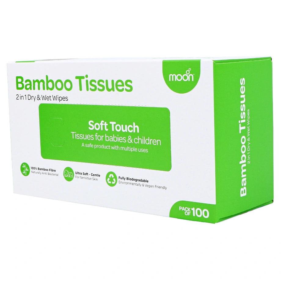 Moon Bamboo Tissues Biodegradable Vegan Baby Wipes (Pack of 100)