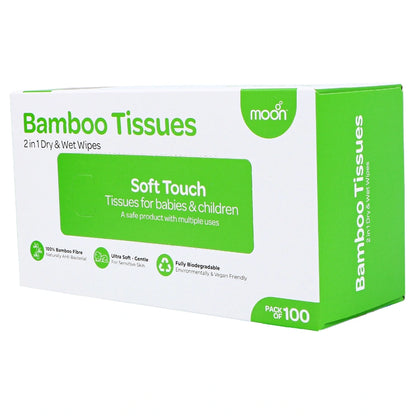 Moon Bamboo Tissues Biodegradable Vegan Baby Wipes (Pack of 100)