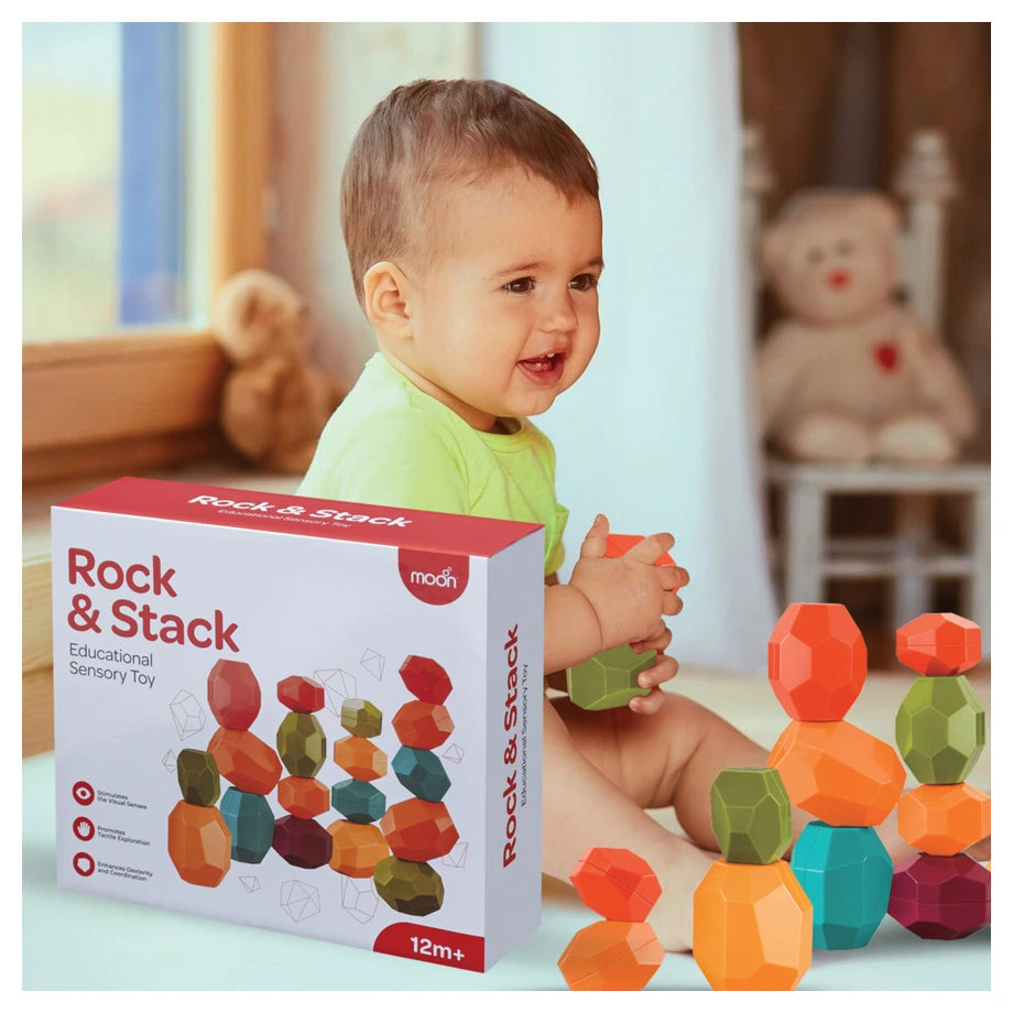 Moon Rock & Stack Balancing Toy Blocks 12 pcs