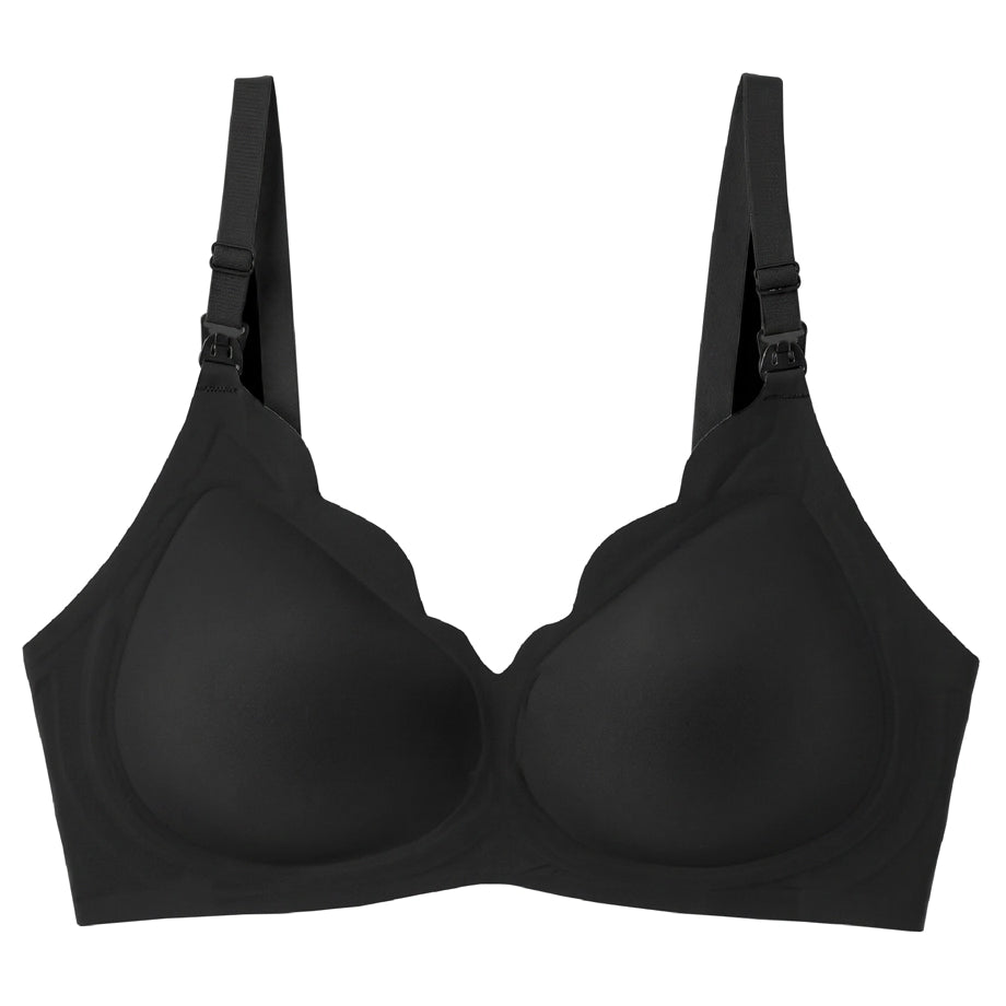 Moon Seamless Wireless Nursing Bra Maternity Breastfeeding Bra Size XL (Black)