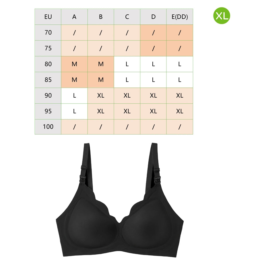 Moon Seamless Wireless Nursing Bra Maternity Breastfeeding Bra Size XL (Black)
