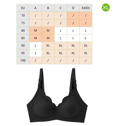 Moon Seamless Wireless Nursing Bra Maternity Breastfeeding Bra Size XL (Black)