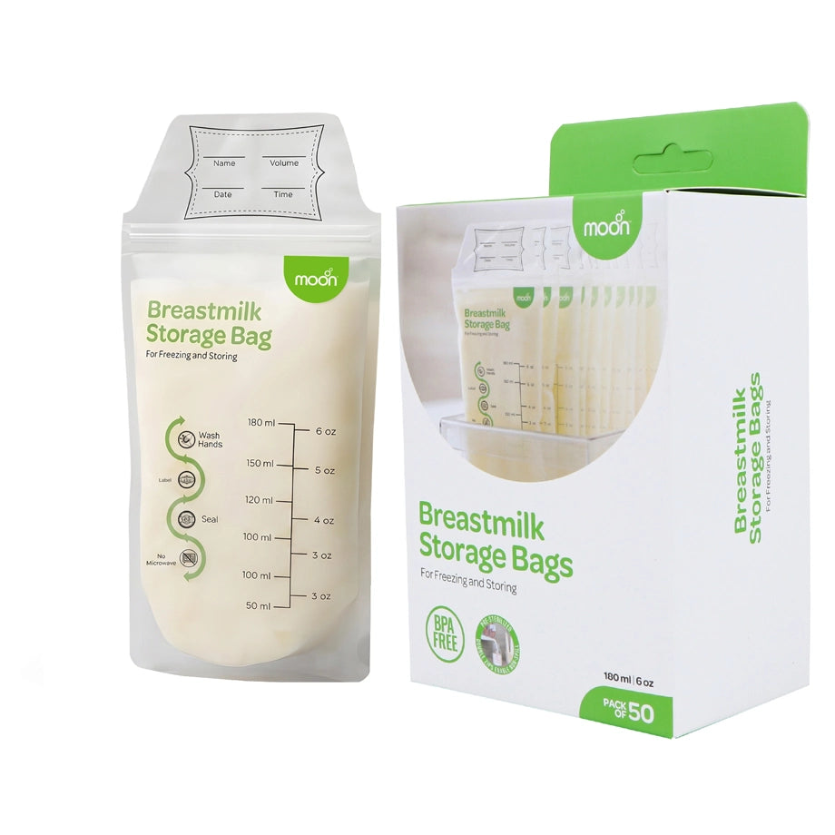 Moon Breastmilk Storage Bags BPA Free Leak Proof 180ml (Pack of 50)
