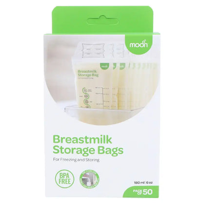 Moon Breastmilk Storage Bags BPA Free Leak Proof 180ml (Pack of 50)