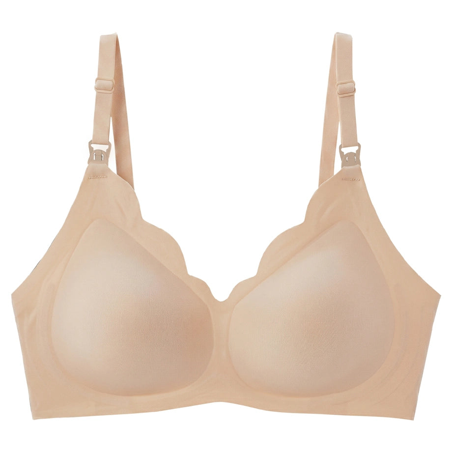 Moon Seamless Wireless Nursing Bra Maternity Breastfeeding Bra Size XL (Beige)
