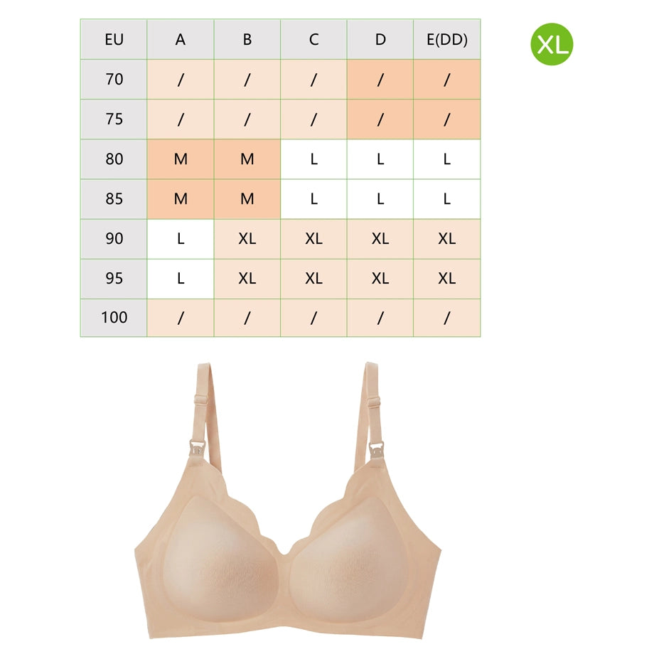 Moon Seamless Wireless Nursing Bra Maternity Breastfeeding Bra Size XL (Beige)