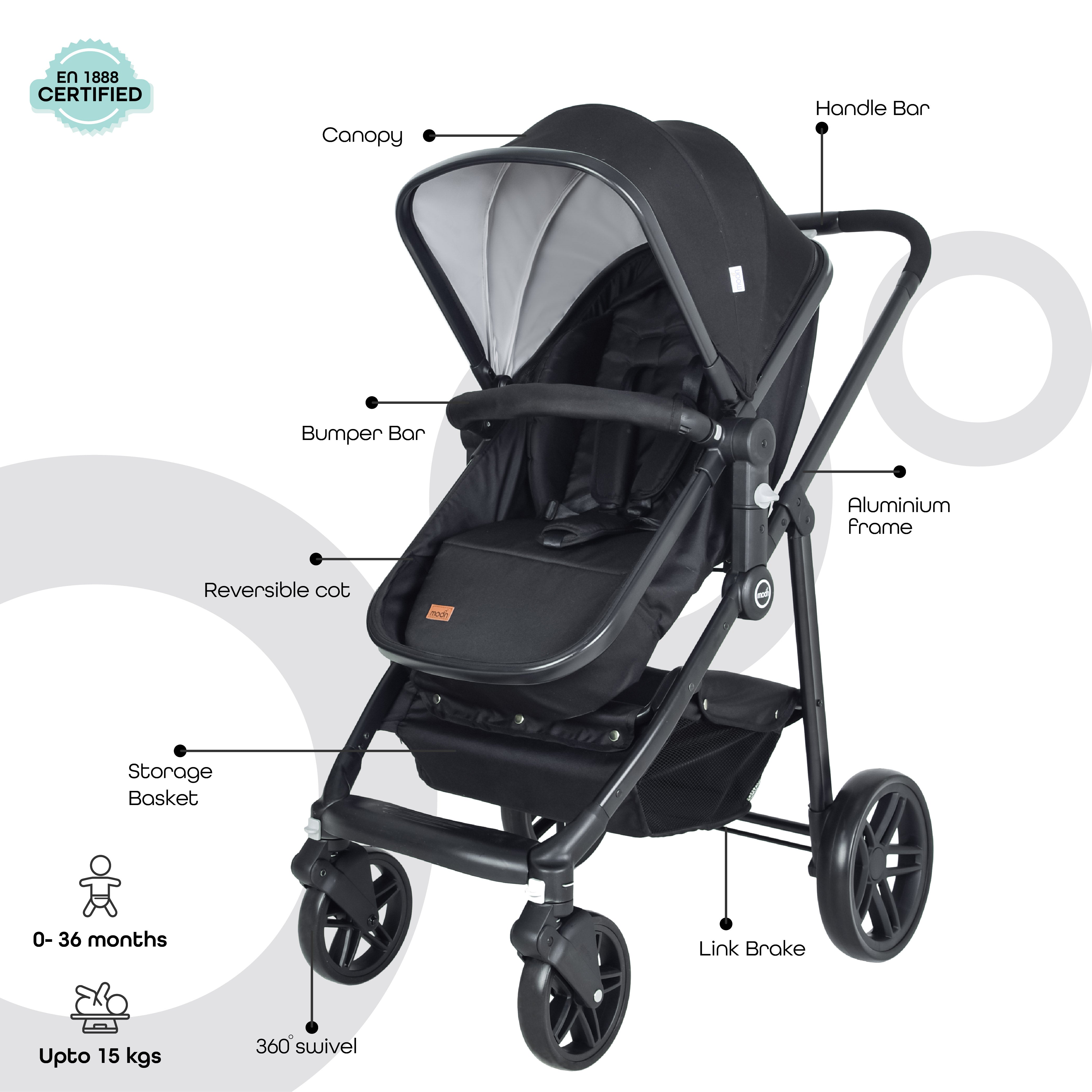 Moon - Tres 3 In 1 Travel System (Black)