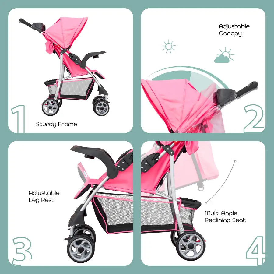 Moon Trek One Fold Stroller (Pink)