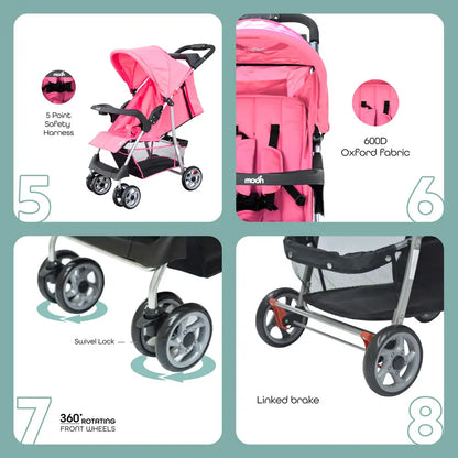 Moon Trek One Fold Stroller (Pink)