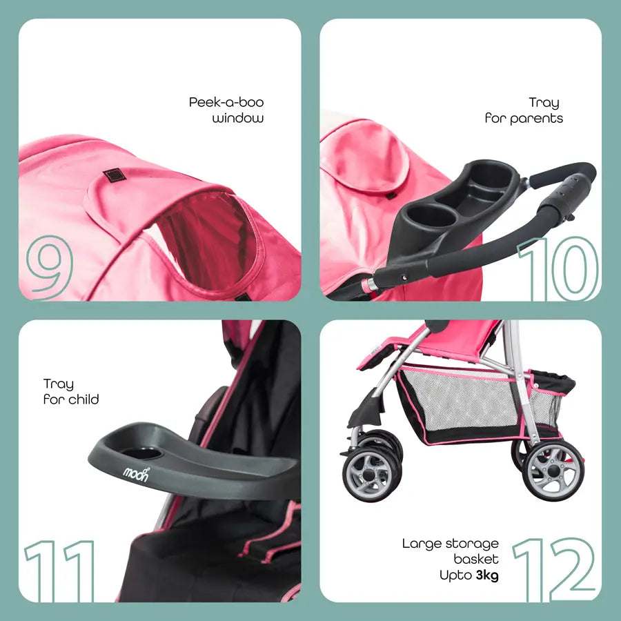 Moon Trek One Fold Stroller (Pink)