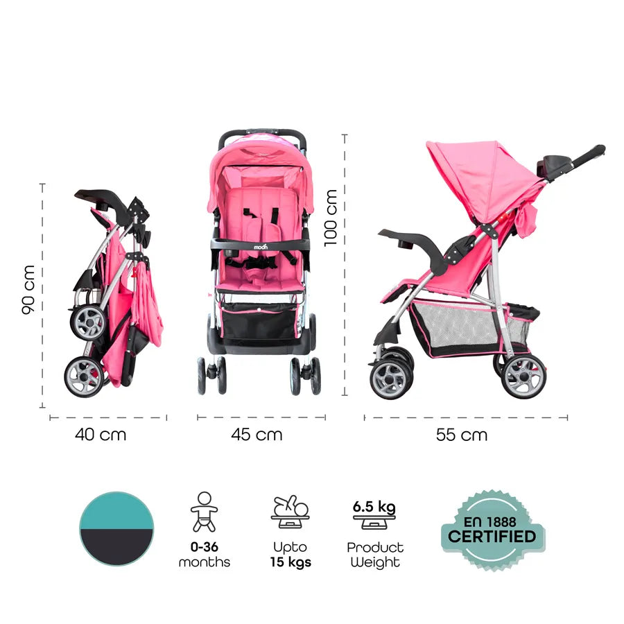 Moon Trek One Fold Stroller (Pink)