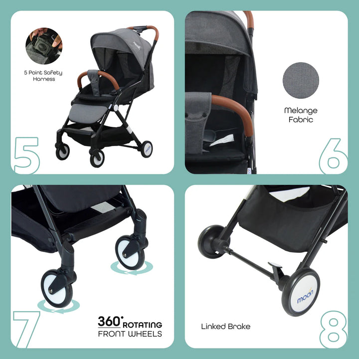 Moon Ritzi Cabin Stroller (Black/Grey Dots)

