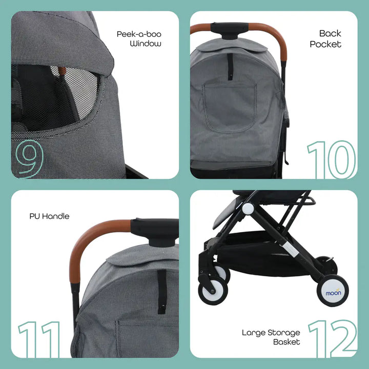 Moon Ritzi Cabin Stroller (Black/Grey Dots)
