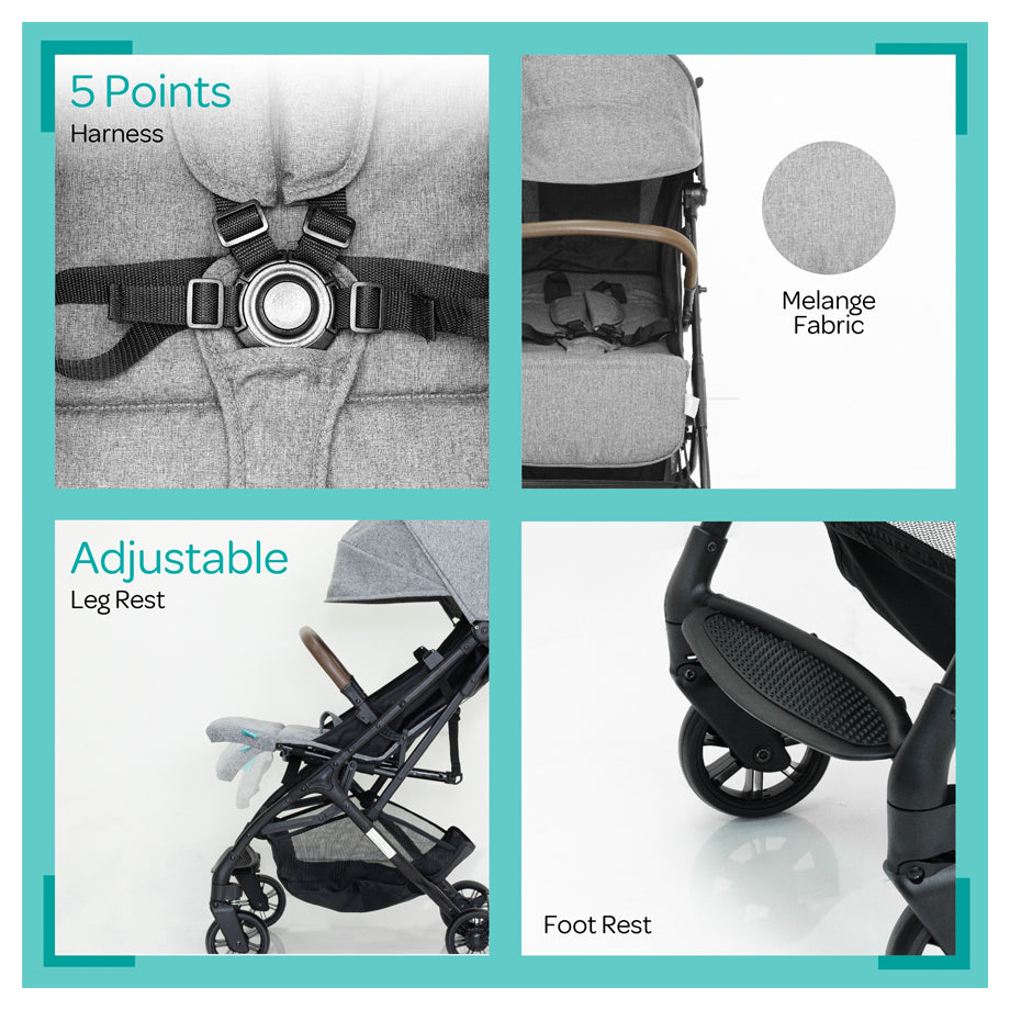 Moon Ritzi-Lite Baby Cabin Stroller (Grey)