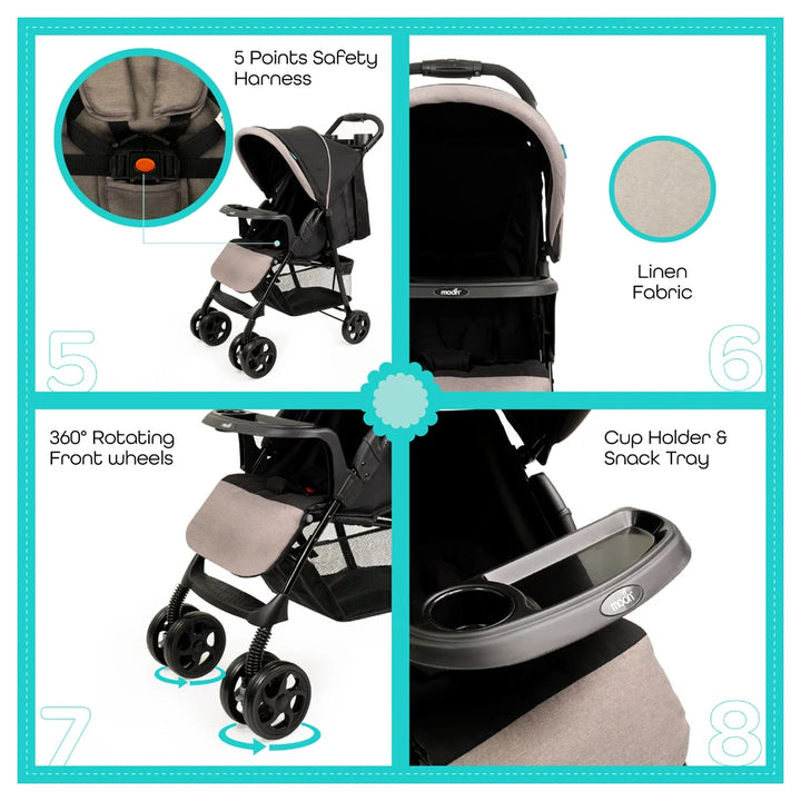 Puggle Stroller Moon Metro Urban Baby Stroller (Black) – Halamama.com