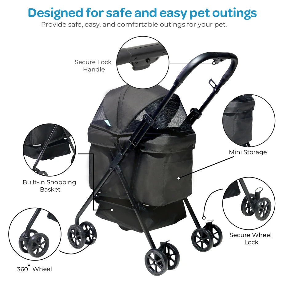 Moon PawPerch Pet Stroller (Grey)