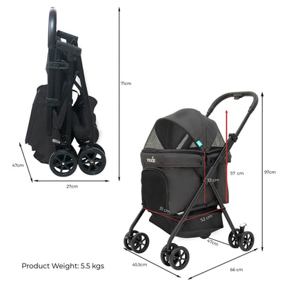 Moon PawPerch Pet Stroller (Grey)