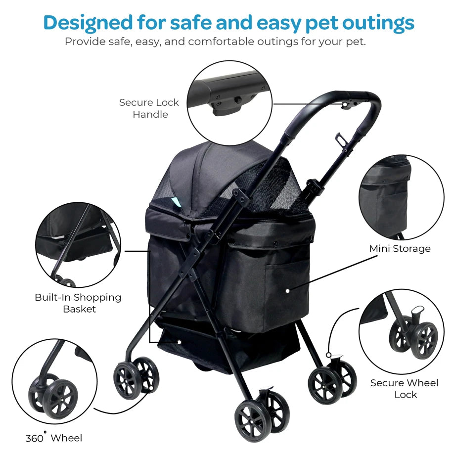 Moon PawPerch Pet Stroller (Black)