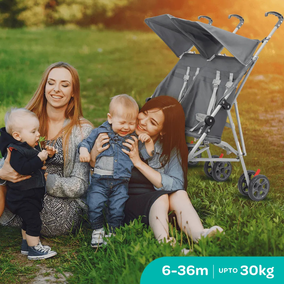 Moon Jet Plus Twin Buggy Lightweight Travel Strollers (Dark Grey)