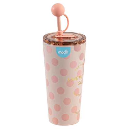 Moon Double Smoothie Cup with Straw 473ml/16oz (Pink)