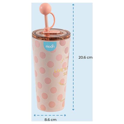 Moon Double Smoothie Cup with Straw 473ml/16oz (Pink)