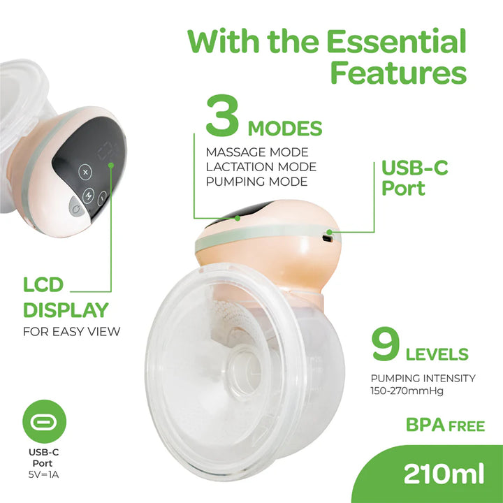 Moon Wearable Hands Free Breast Pump 210ml