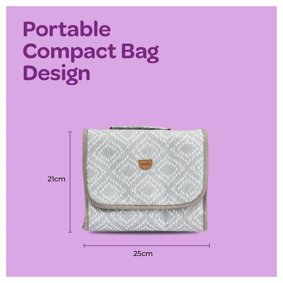 Moon Portable Diaper Changing Station Waterproof Foldable Baby Travel Changing Bag Kit (Beige)