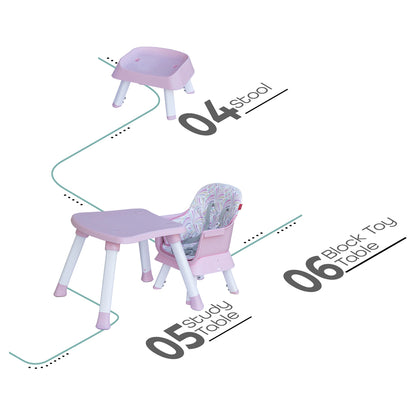 Moon 6 In 1 High Chair (Pink)