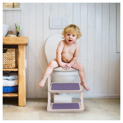 Moon Kids Step Stool Potty Trainer Seat (White & Gold)