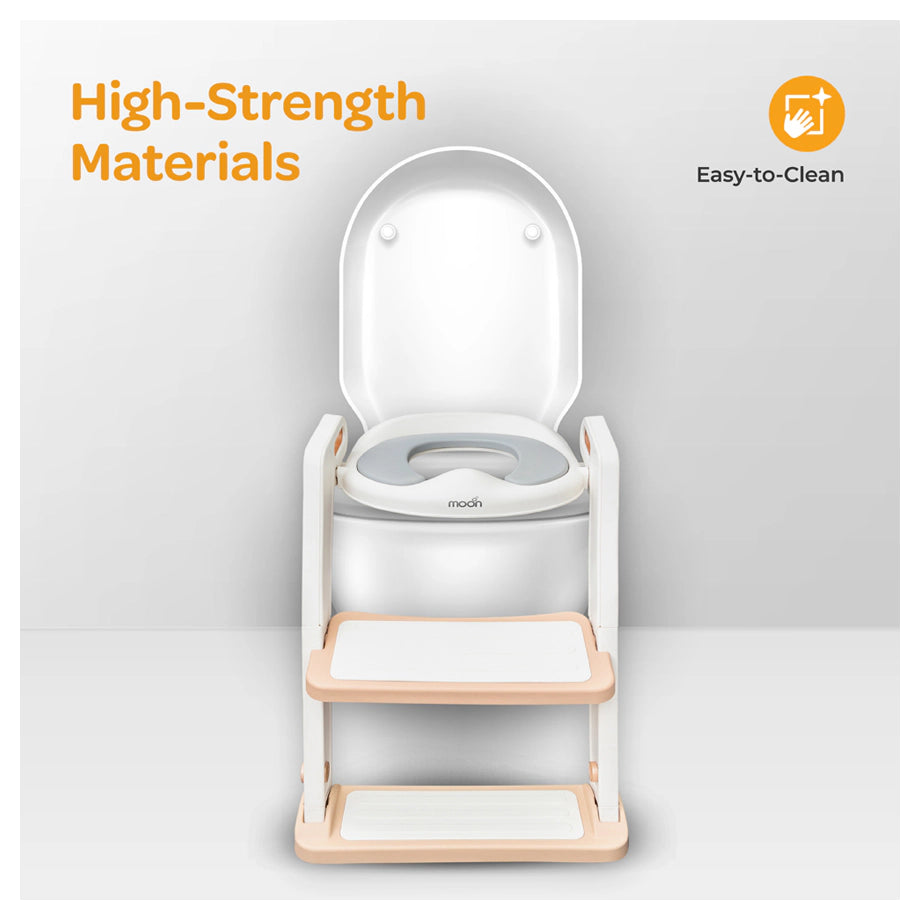 Moon Kids Step Stool Potty Trainer Seat (White & Gold)