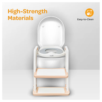 Moon Kids Step Stool Potty Trainer Seat (White & Gold)