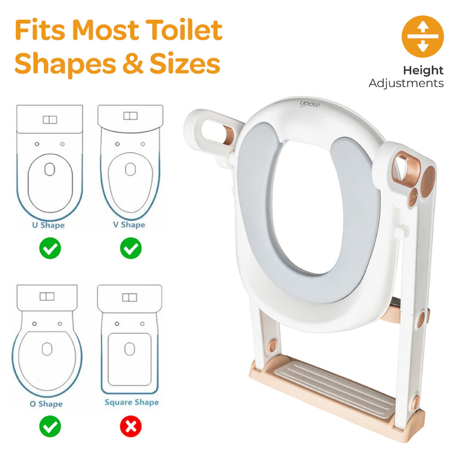 Moon Kids Step Stool Potty Trainer Seat (White & Gold)