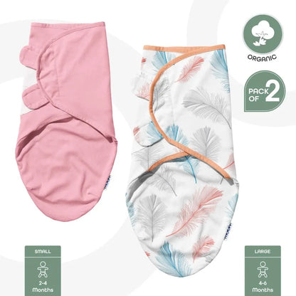 Moon Organic Swaddle, Feather (Pink)