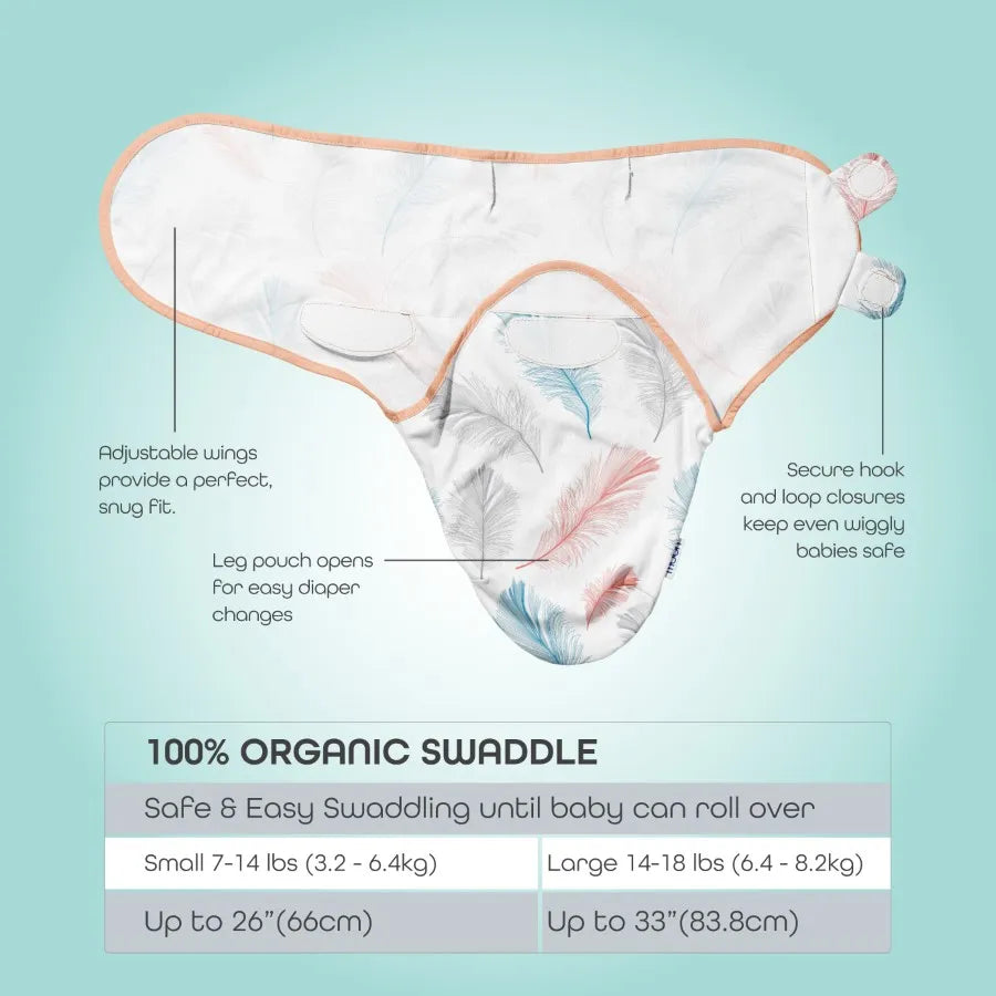 Moon Organic Swaddle, Feather (Pink)