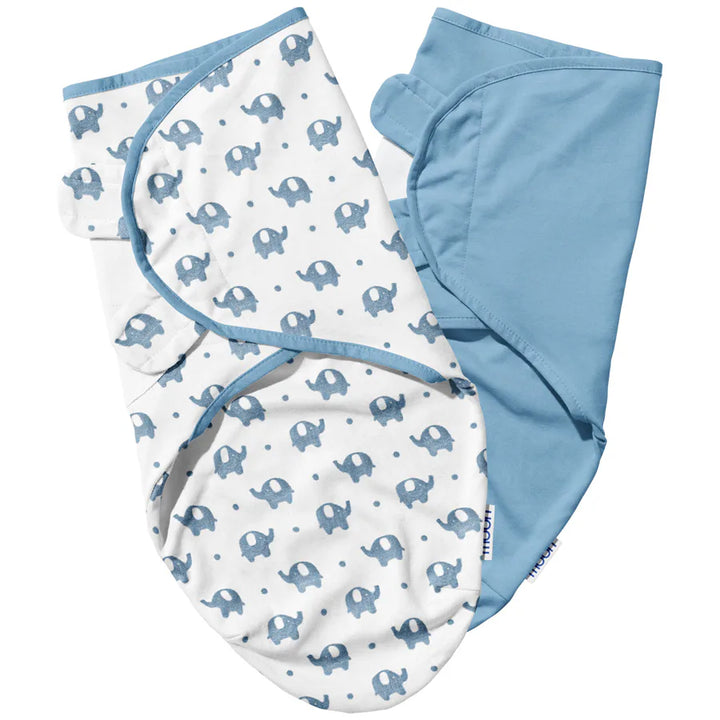 Moon Organic Swaddle Elephant (Blue)