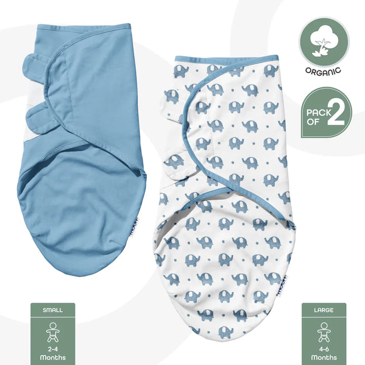 Moon Organic Swaddle Elephant (Blue)