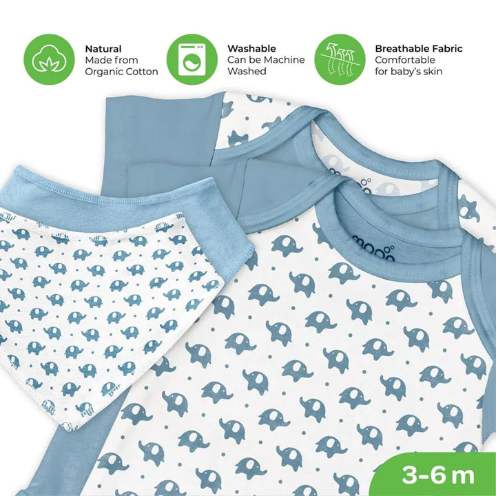 Moon Baby Clothing Combo Set Elephant Print 7pc (3-6 m)