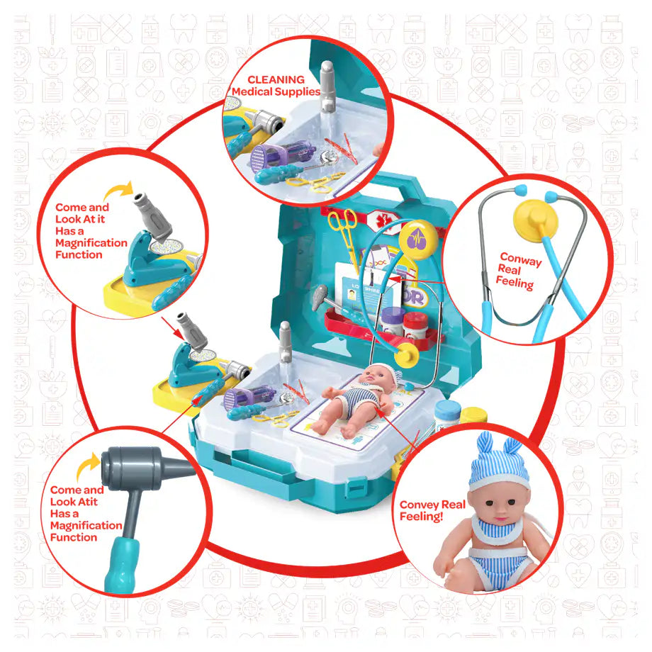 Moon Clinic Set Stainless Junior Doctor Kit 29pcs (Blue)