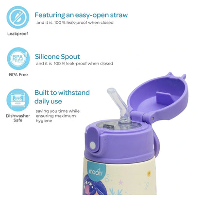 Moon Kids Insulated Sipper Water Bottle 350ml (Mermaid)